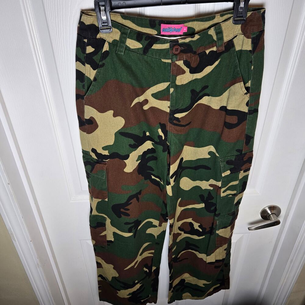 WOMEN'S Edikted Woodland Camo Cotton Cargo Pants SZ MED EUC